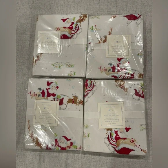 Pottery Barn Kids Baby flannel fitted Christmas crib sheet. NWT in package. - Picture 4 of 8